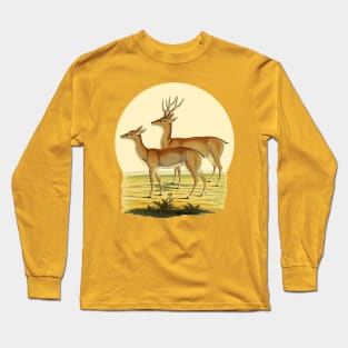 A Pair of Deer Nature Illustration Long Sleeve T-Shirt